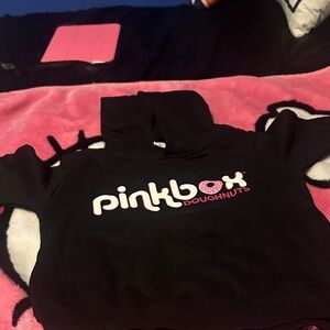 Rabbit Skins Black Hoodie with Pink and White Logo